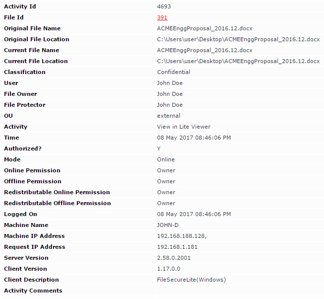 Forensic Level Data Usage Details